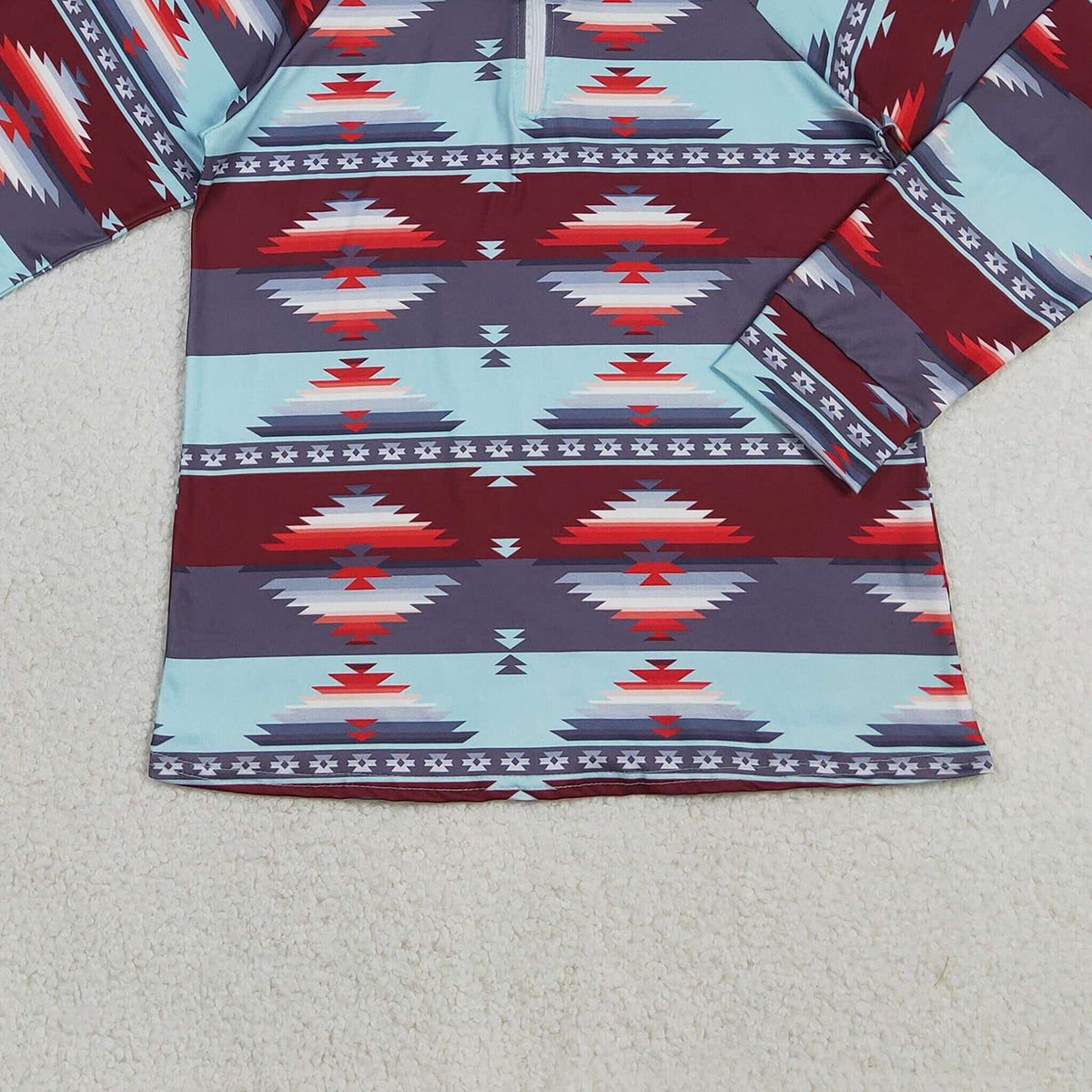 Women's Long Sleeve Western Aztec Zipper Pullover Top Trendy Adult Clothing