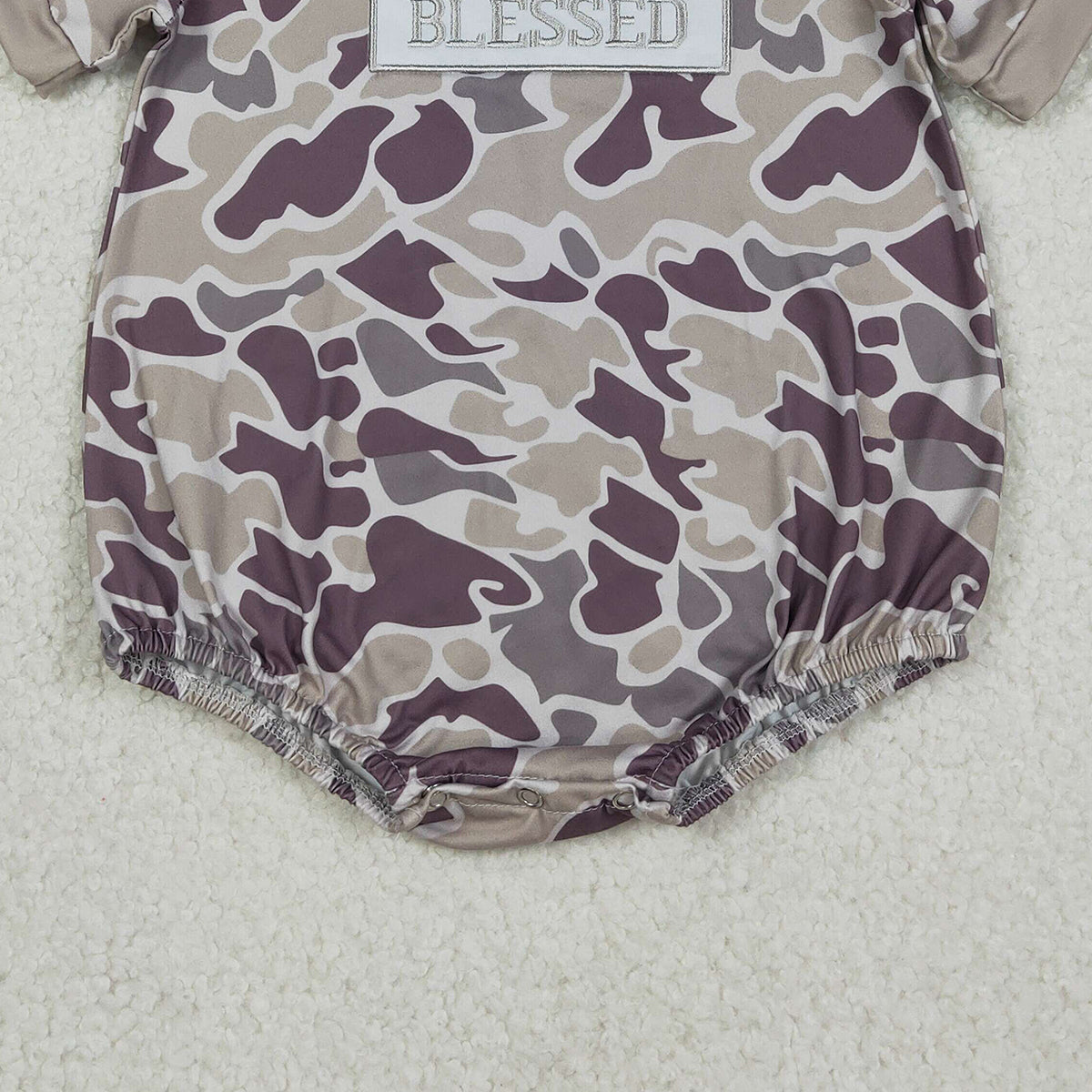 Embroidery 'Blessed' Baby Boys Southern Grey Camo Rompers Cute Baby Boy Outfit with Embroidery Detailing