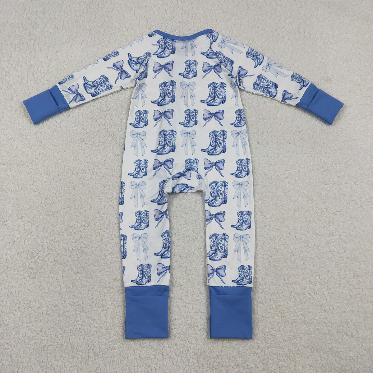 Baby Girls Western Bows Boots Convertible Rompers Two-Way Zipper Rompers for Infants