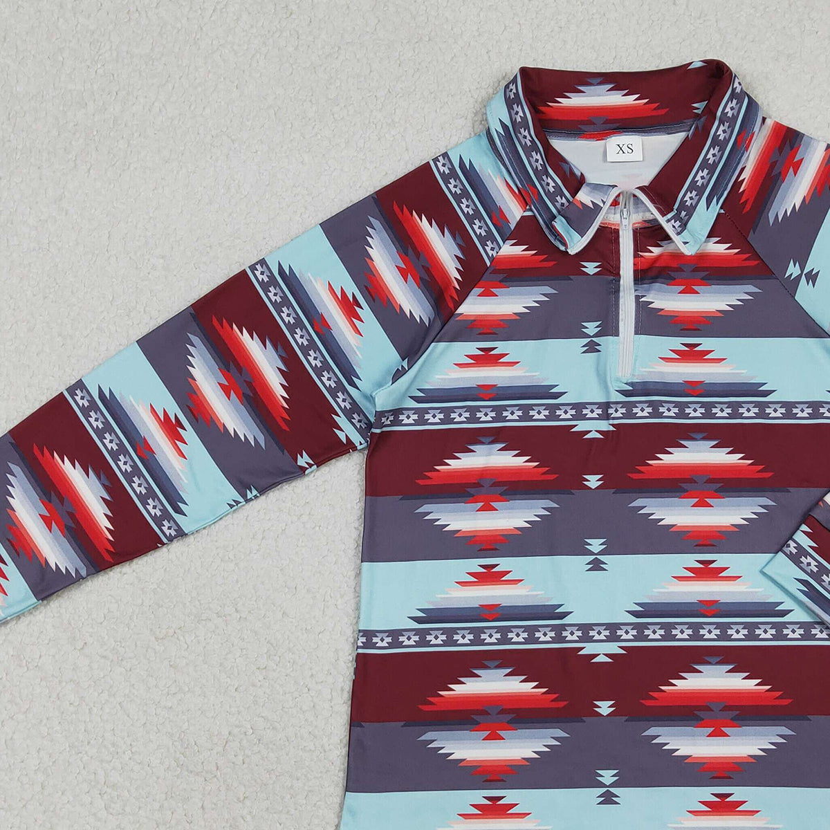 Women's Long Sleeve Western Aztec Zipper Pullover Top Trendy Adult Clothing