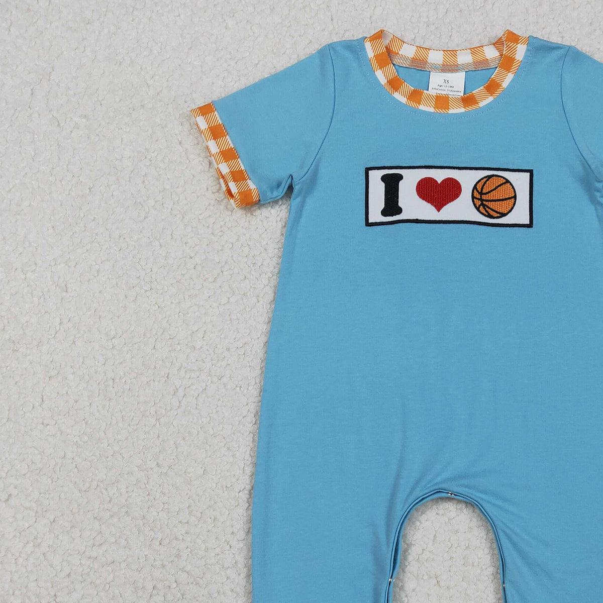 Embroidery 'I Love Basketballs' Baby Boys Team Footie Rompers Cute Embroidered Bodysuits for Newborns