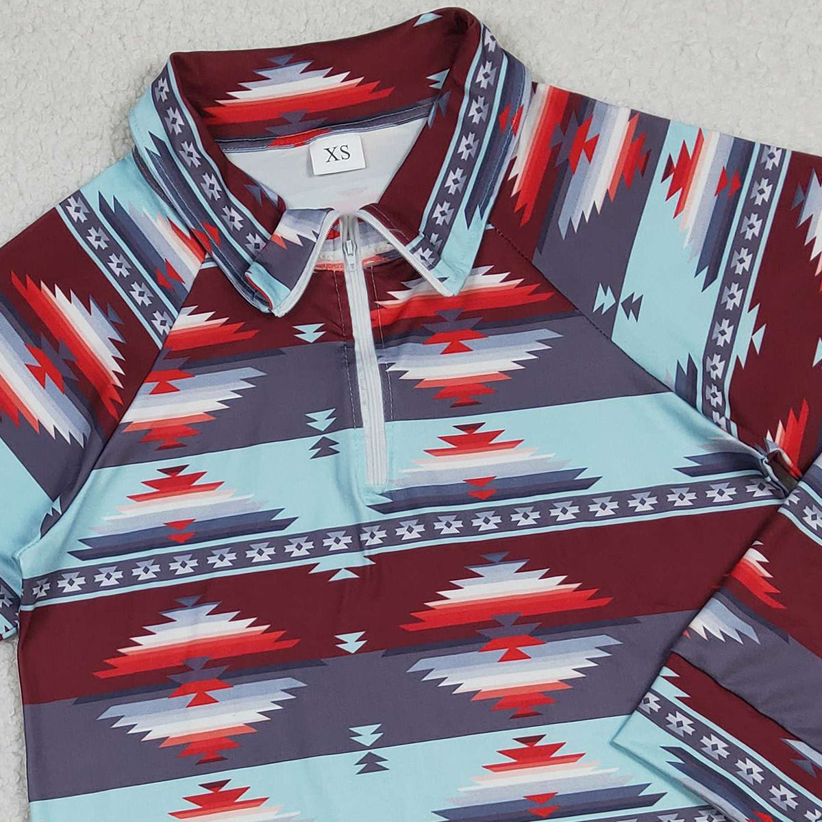 Women's Long Sleeve Western Aztec Zipper Pullover Top Trendy Adult Clothing
