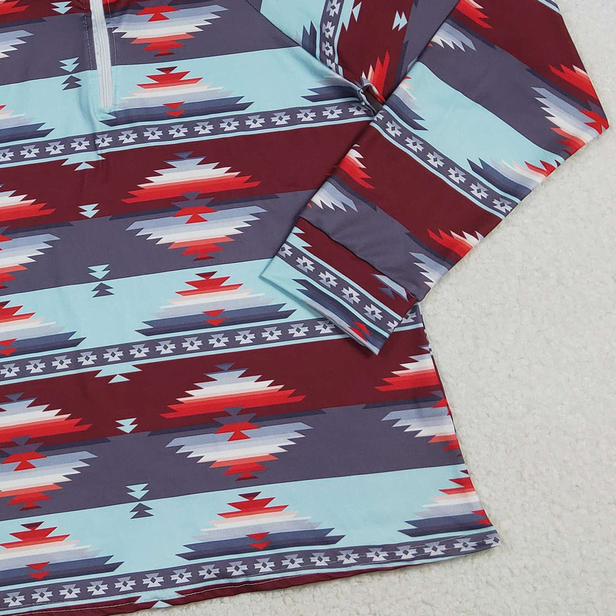 Women's Long Sleeve Western Aztec Zipper Pullover Top Trendy Adult Clothing