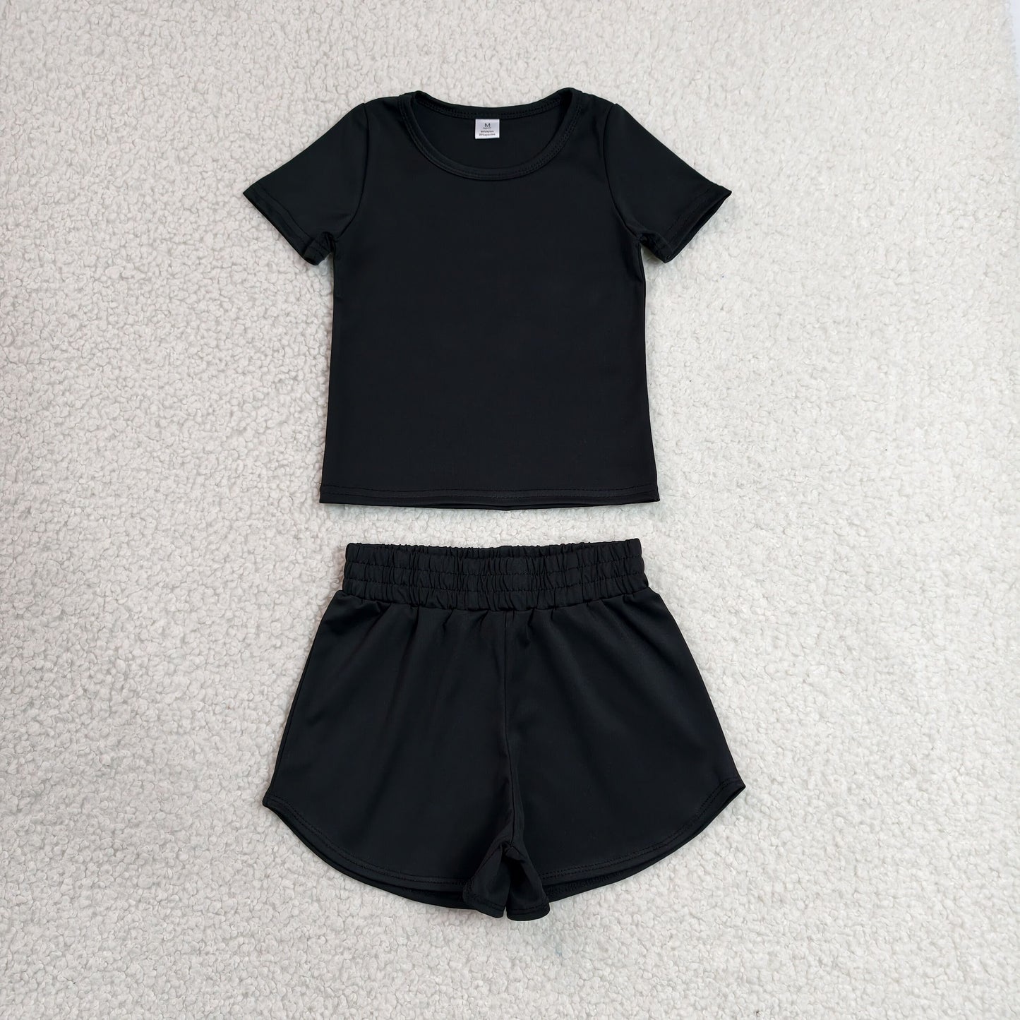 solid black athletic shorts set sports yoga toddler girl clothing