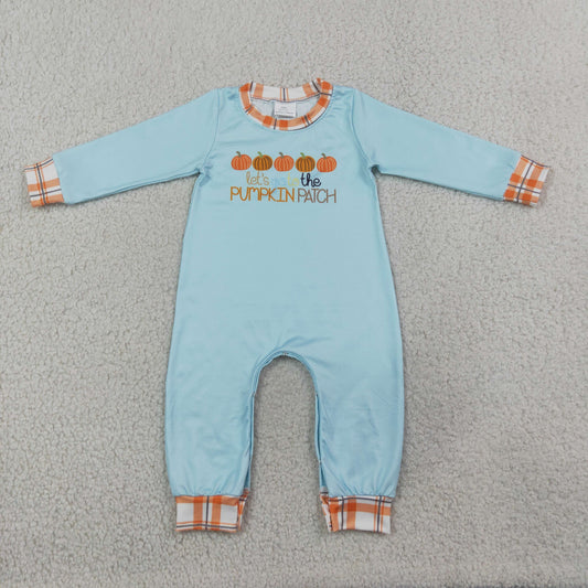 let's go to the pumpkin patch boy romper