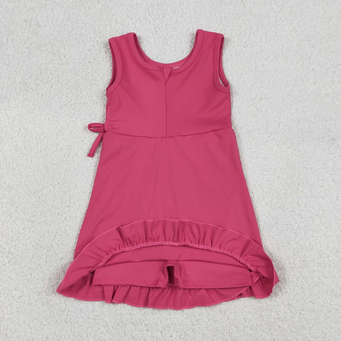 solid hot pink ruffle athletic dress