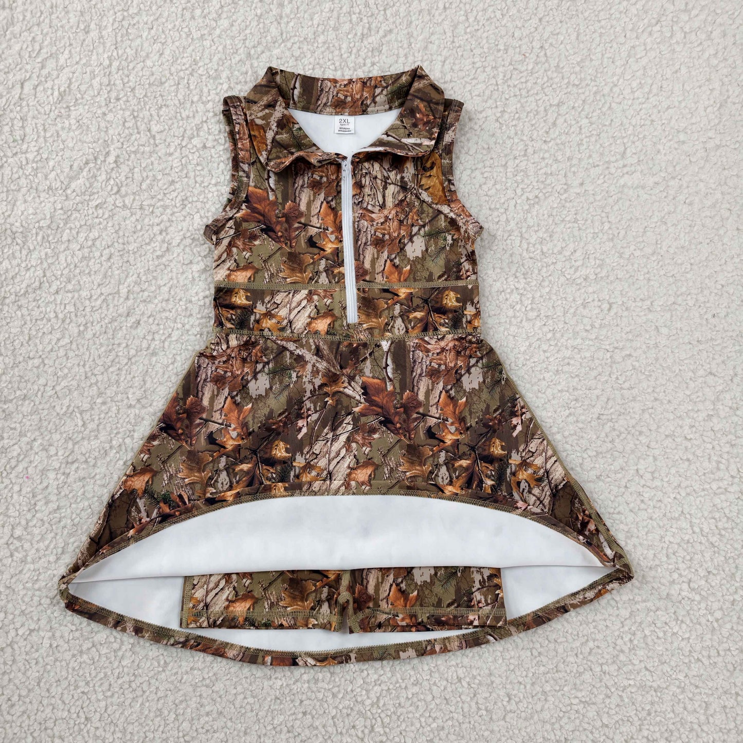 camo athletic zip up polo skort dress