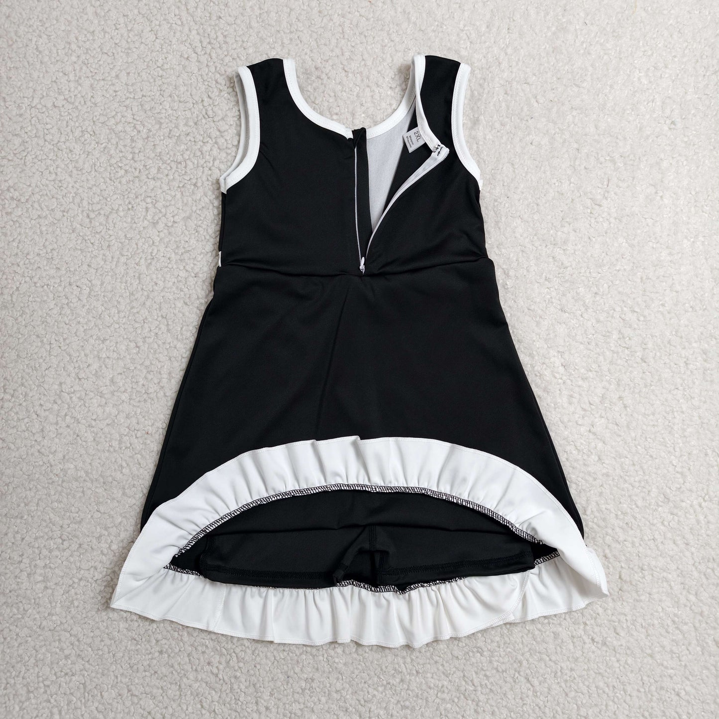 solid black and white ruffle athletic dress