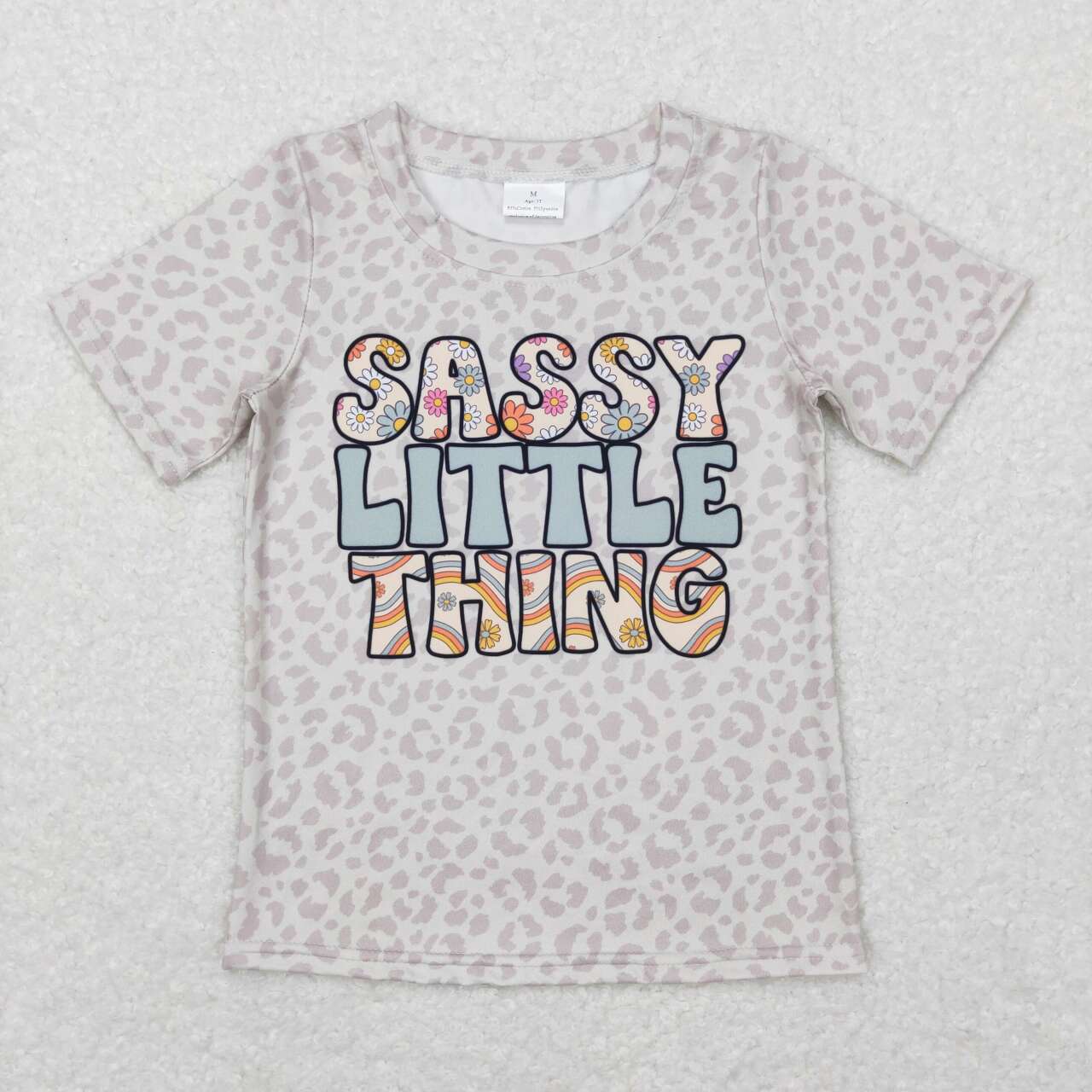GT0401 sassy little thing letter flower leopard print short-sleeved top