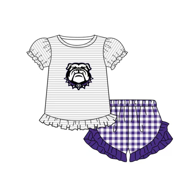 Custom order Alexis  team purple dog girl shorts set