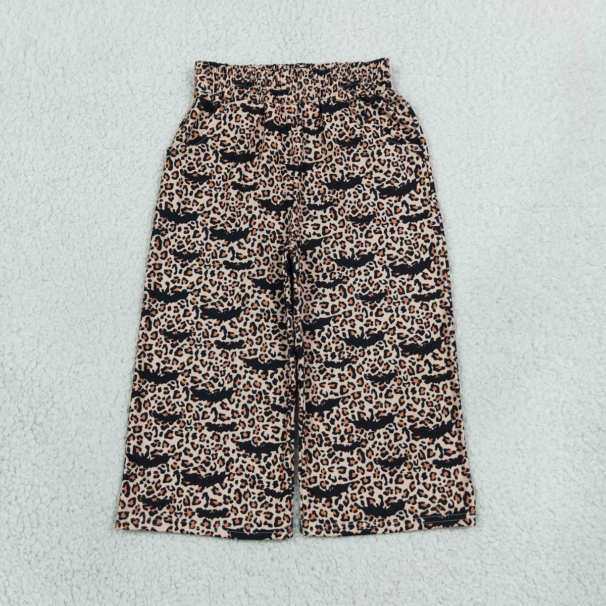 leopard with bat halloween bell bottom pants
