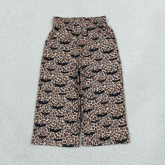 leopard with bat halloween bell bottom pants