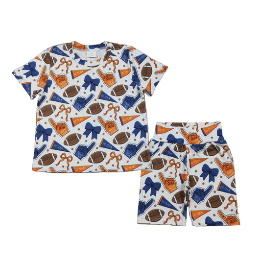 royal blue go team go fight win shorts set