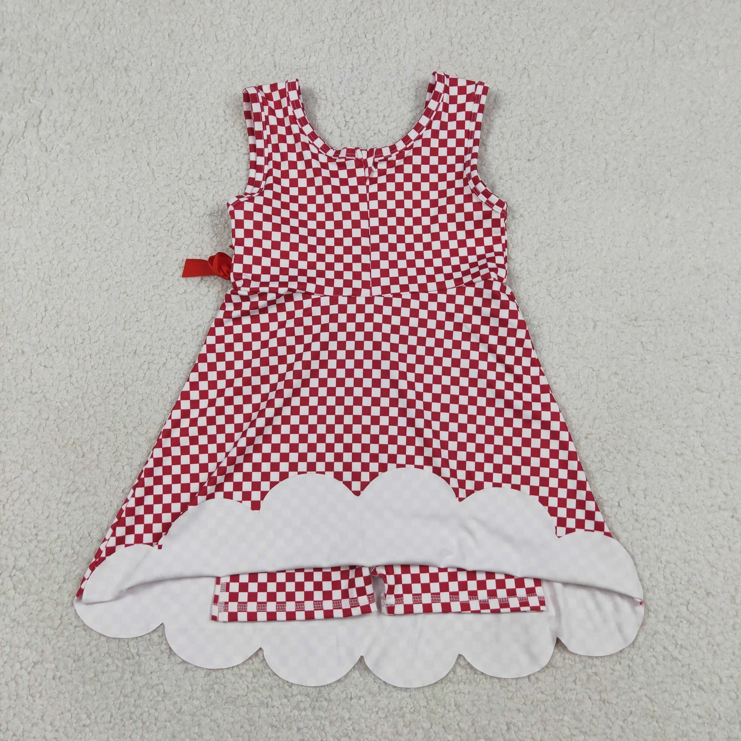 red gingham scallop athletic dress