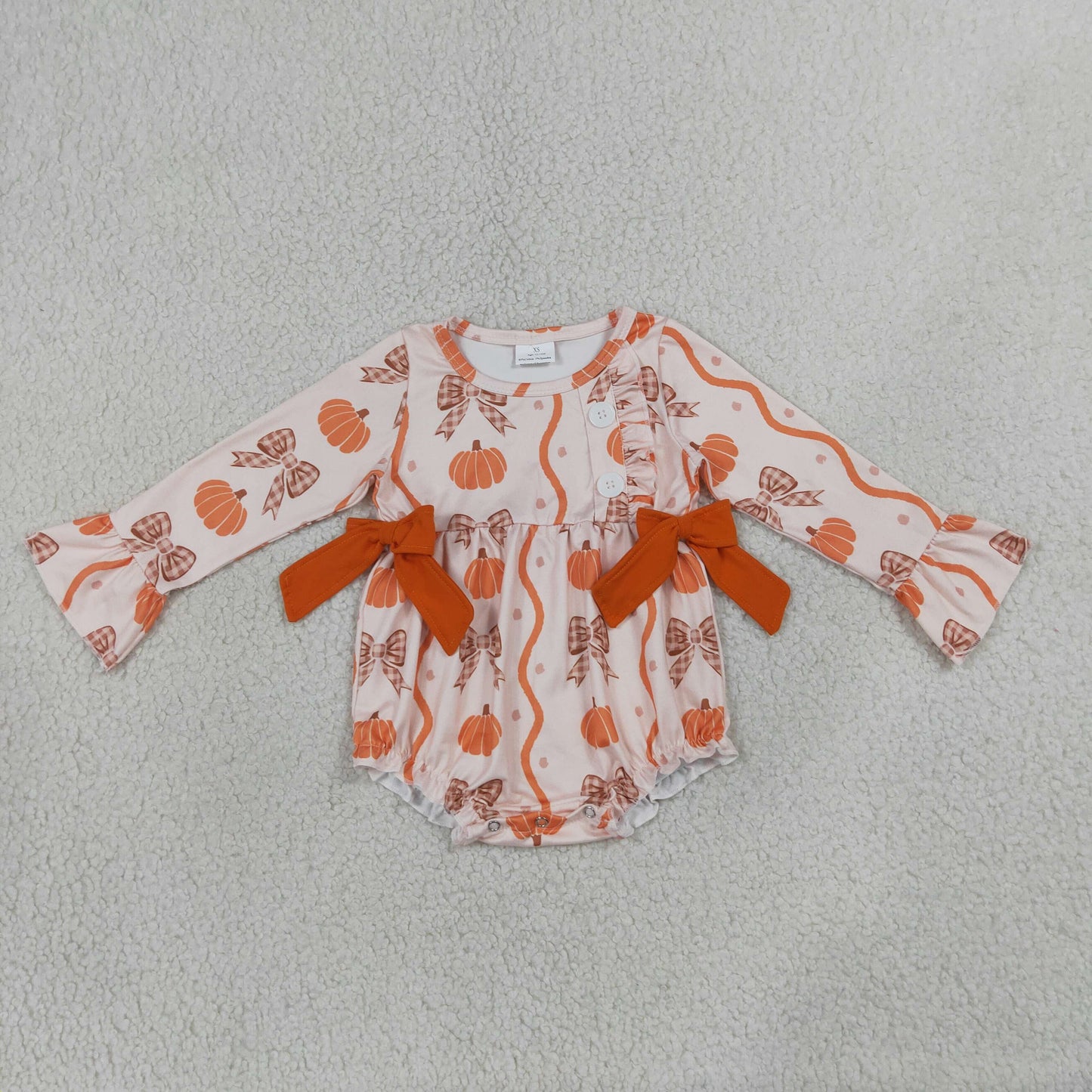 LR3083  long sleeve fall pumpkin coquette girl romper