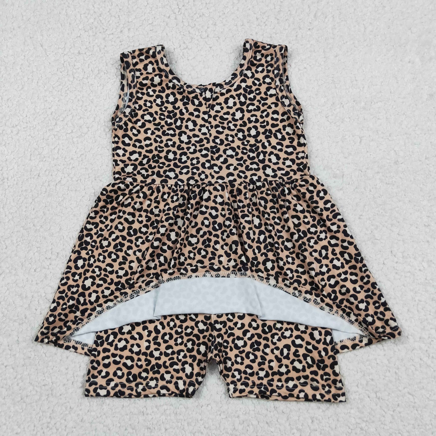 SR3070 sleeveless leopard playwear romper