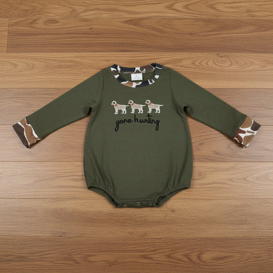olive gone hunting embroidery romper