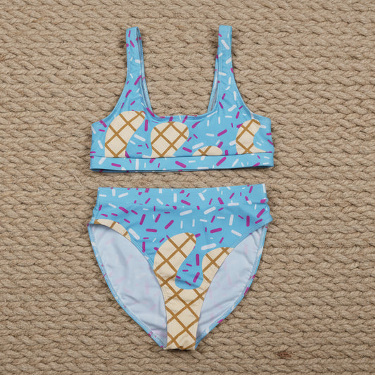 adult clothing blue ice cream women swimsuit two pieces swim set bikini
