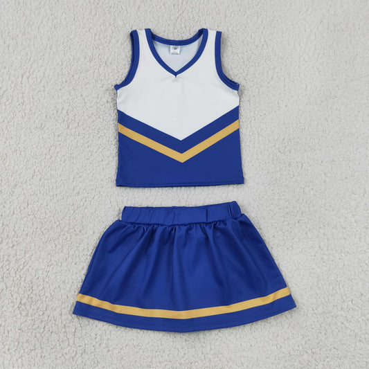 blue white cheerleader athletic skort outfit girls clothes