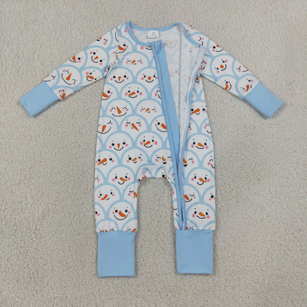 LR3166 blue snowman rainbow pj sleeper baby clothes