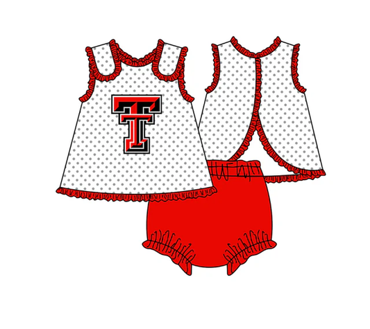 MOQ 5 pcs polk dots T team girl bummie set
