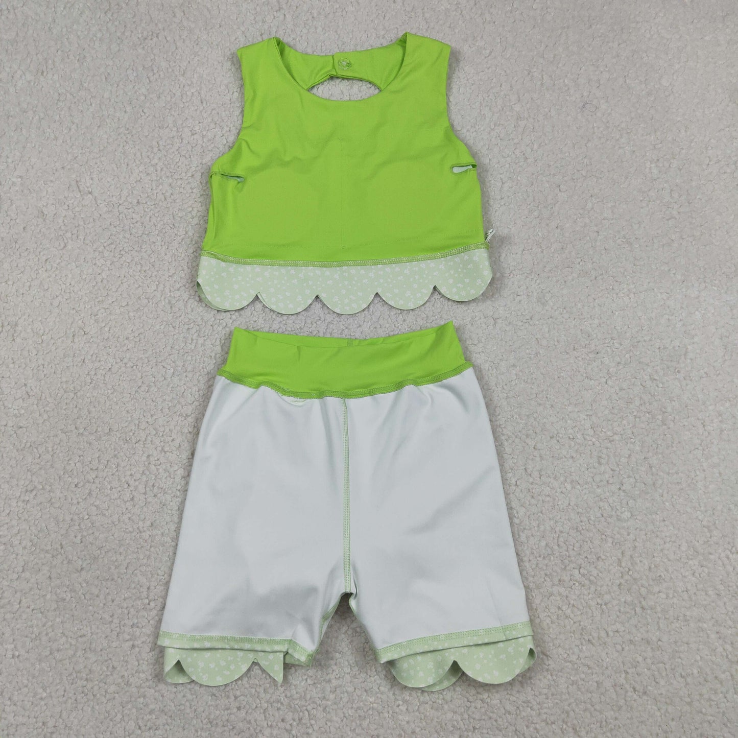 fluorescent green athletic scallop skort set