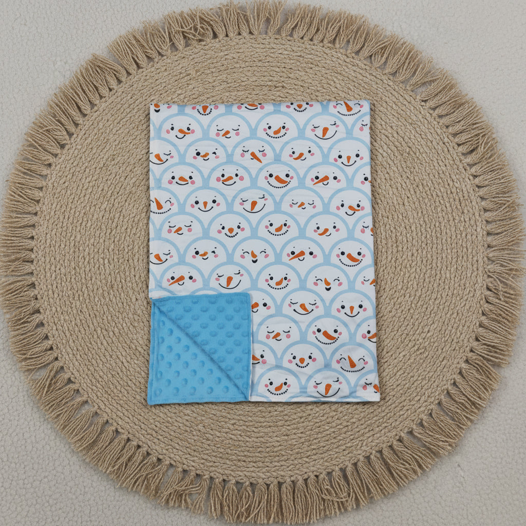 blue snowman blanket