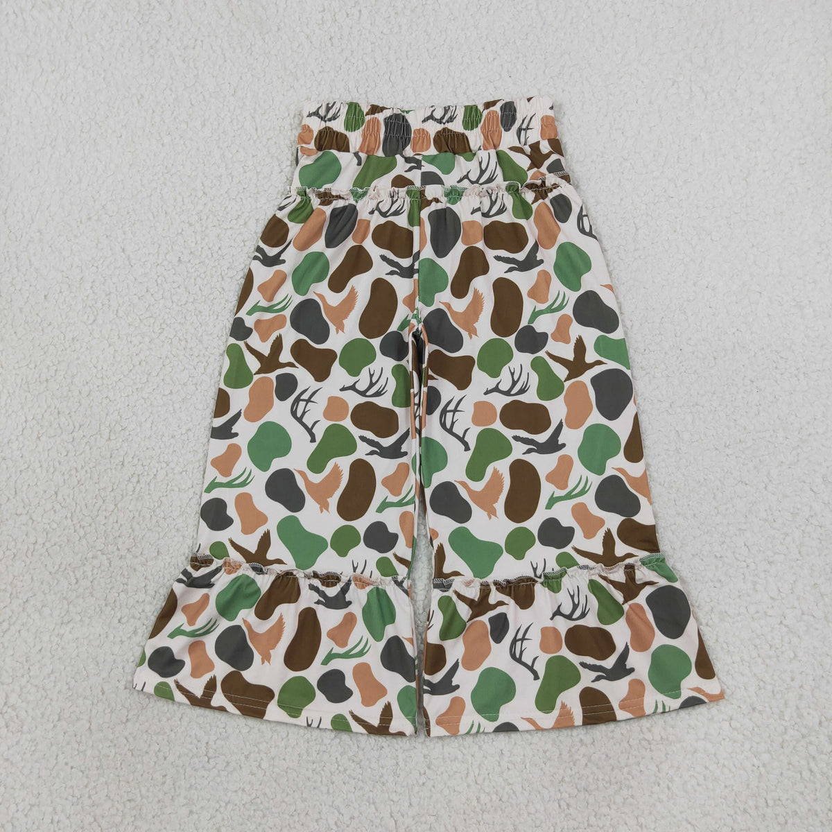 camo deer and duck print wide leg casual pants for girl