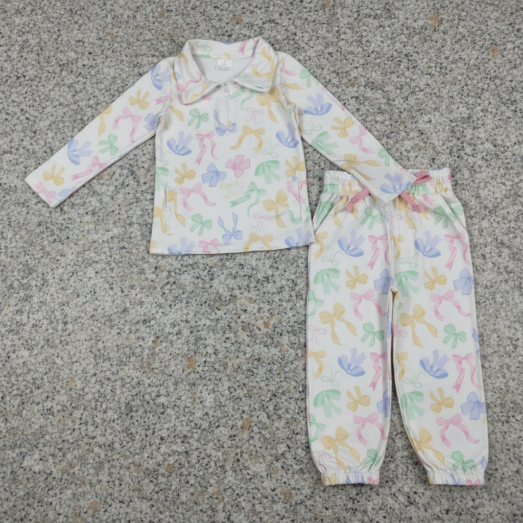 colorful coquette zip pullover jogger pants set girl outfit