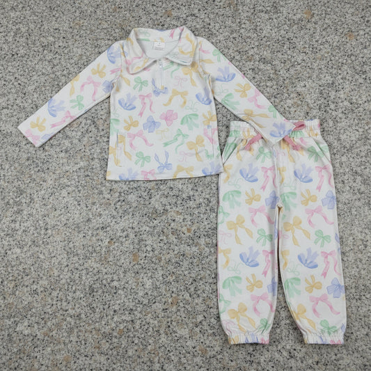 colorful coquette zip pullover jogger pants set girl outfit
