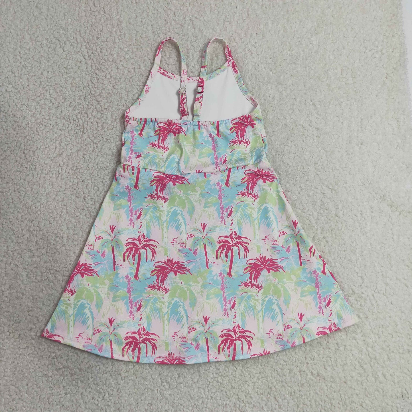 tropical Island vibe palm tree pattern abstract style athletic dress
