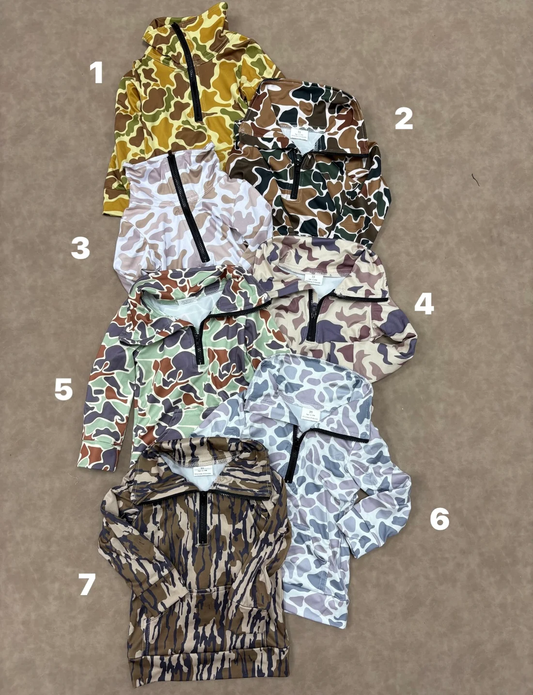 long sleeve camo zip up pullovers