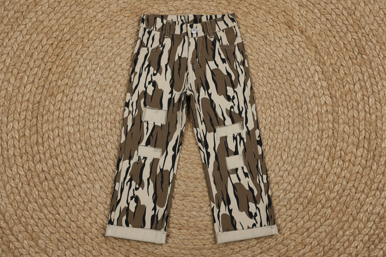 P0373 fashion camo hole jeans