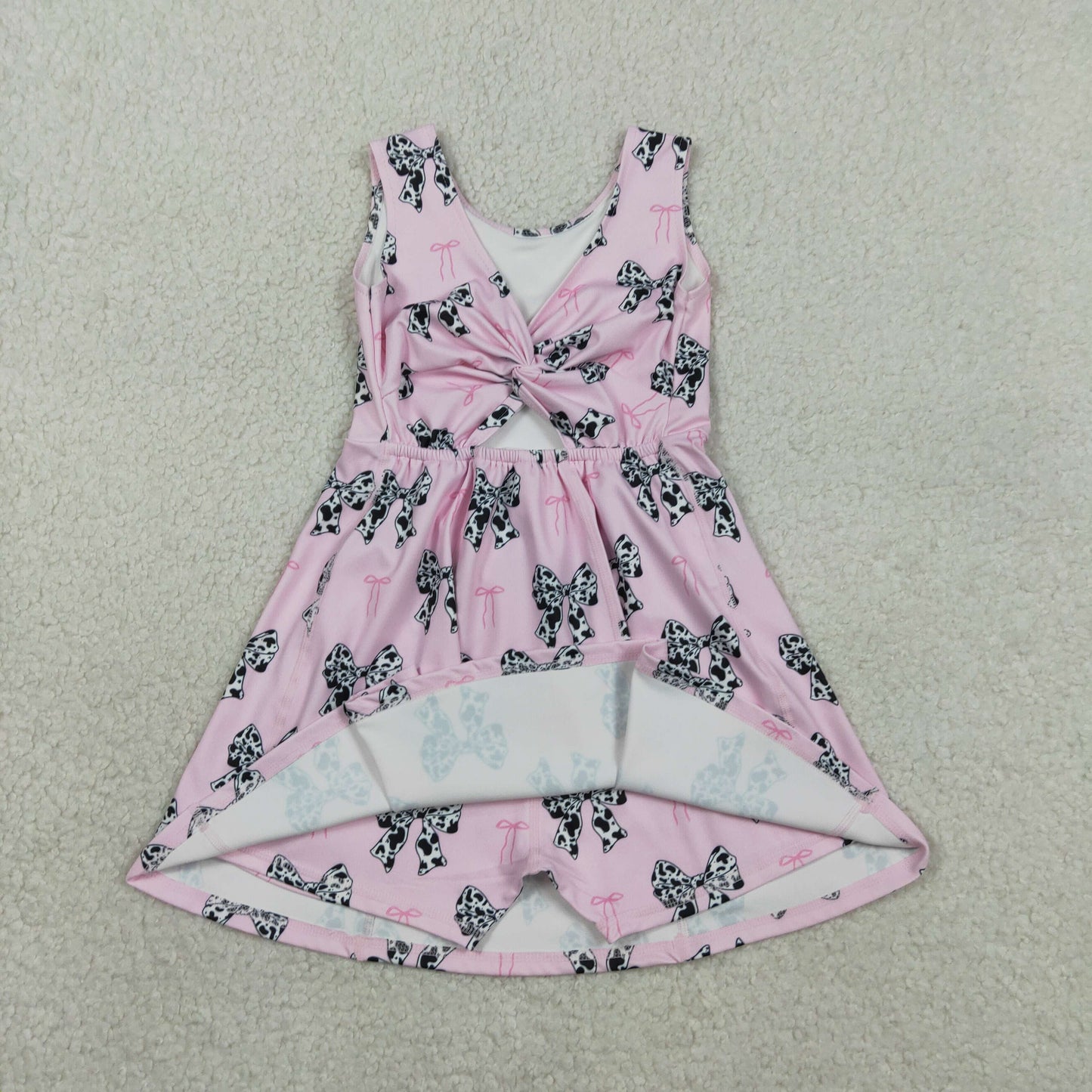 pink cow print coquette athletic dress