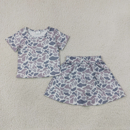 short sleeve camo skorts set girl clothing