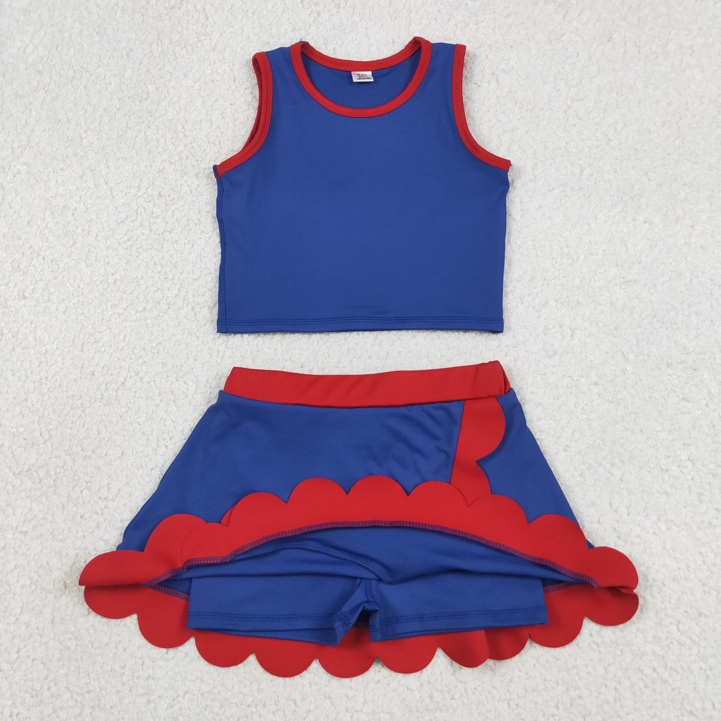 solid royal blue scallop athletic skort outfit girls clothes