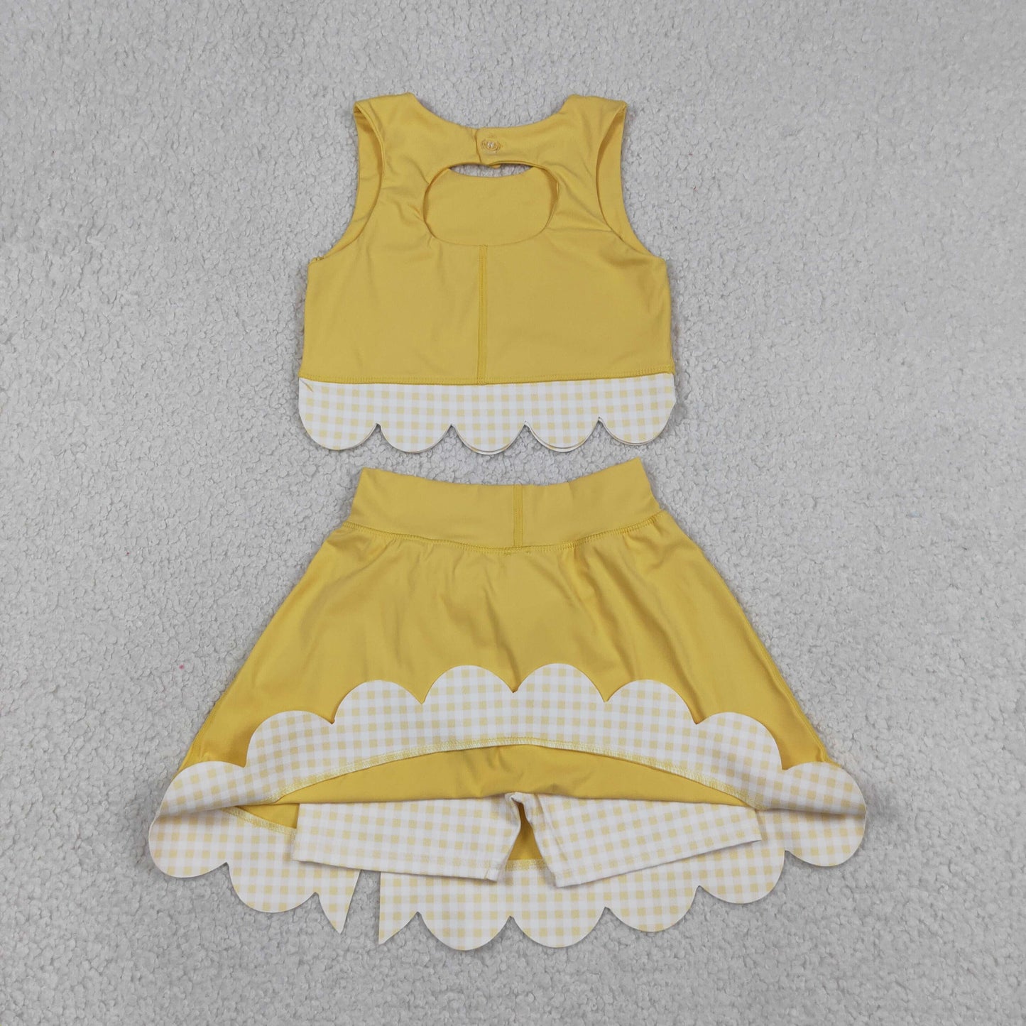 yellow bows scallop athletic skort outfit girls clothes