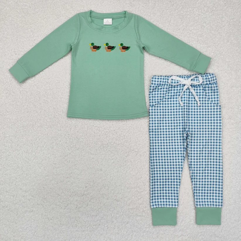 BLP1021  Duck Embroidery Joggers Set Fall Boys Outfit