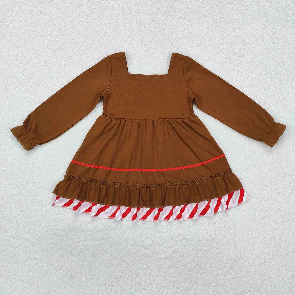 Match Baby Girls Brown Gingerbread Bow Dresses Clothes Sets