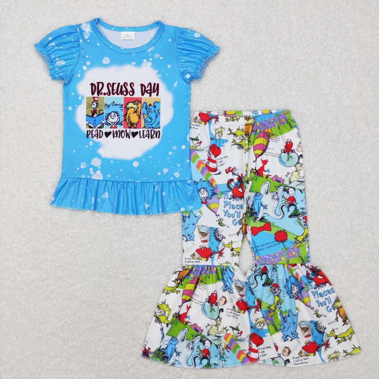 GSPO1099 letter blue short sleeve trousers suit