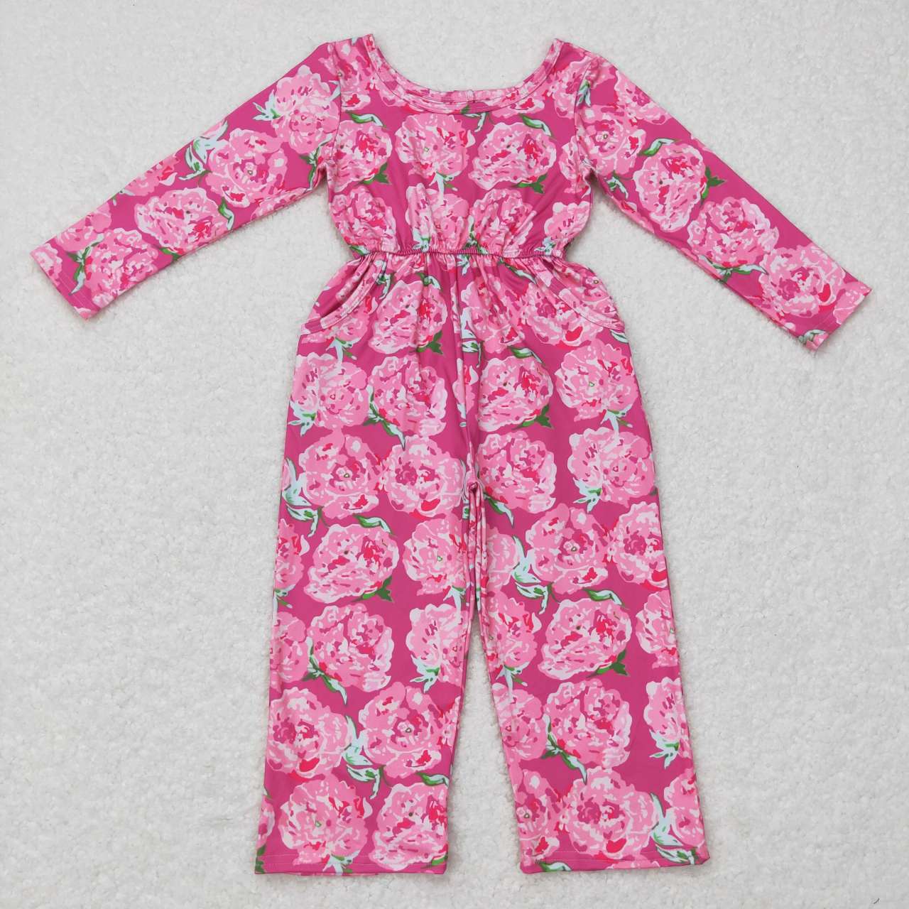LR0716 Floral polka dot purple long-sleeved jumpsuit 的副本
