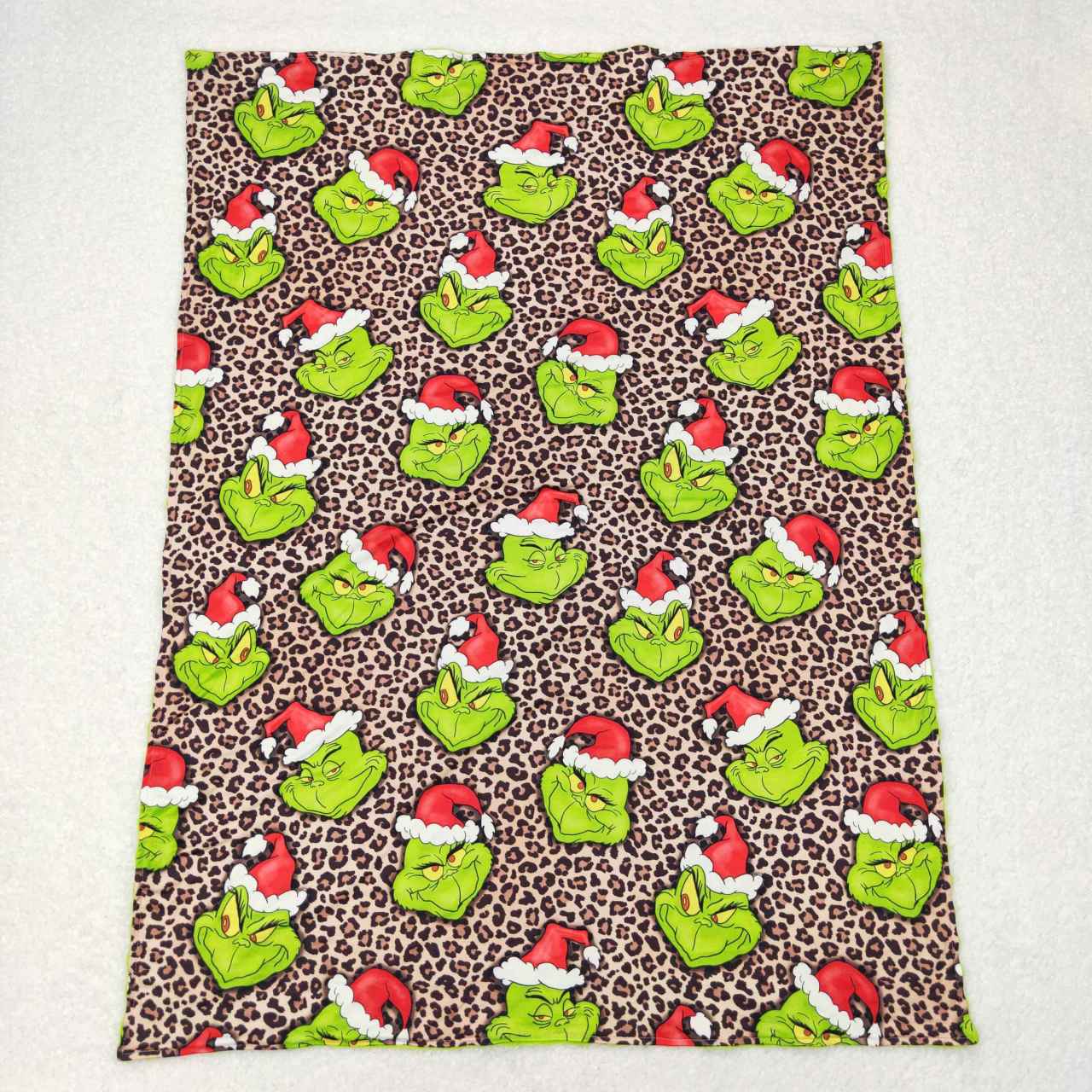 BL0090 kids leopard print brown and green baby blanket