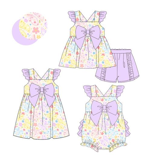 Custom baby girls pink Bow dress set  rompers  D 3.25
