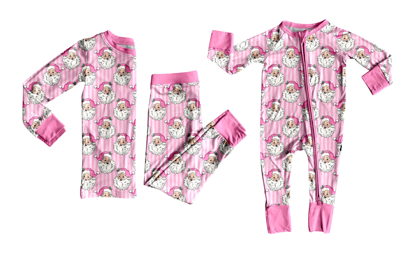 Pre order pink striped santa Christmas sibling girl clothing