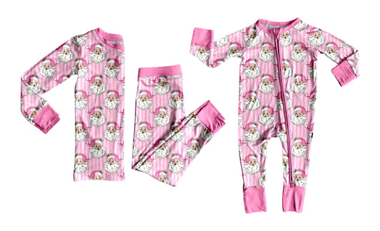 Pre order pink striped santa Christmas sibling girl clothing