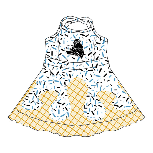 Custom  baby girls Knights team dress    MOQ3  D 8.1