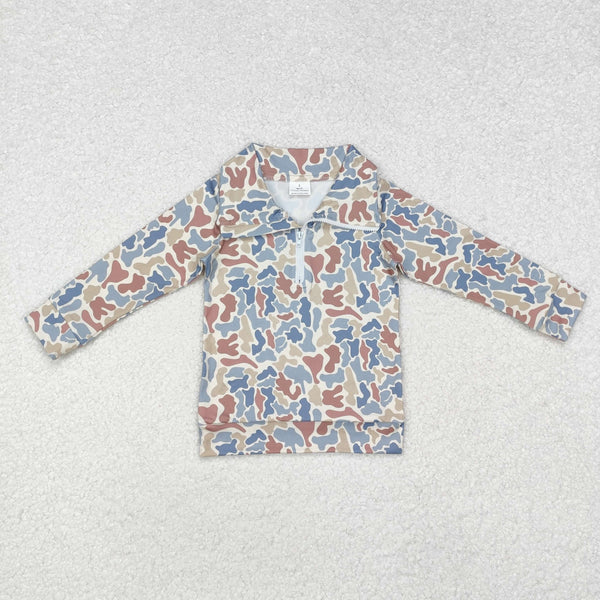 Sibling Baby Boys Long Sleeves Western Camo Pocket Half Zipper Pullovers Top D 820