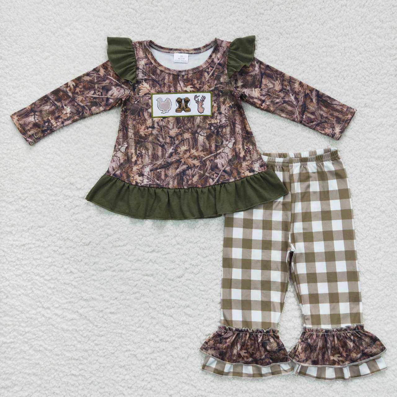 Match Fall Camo Hunting Turkey Boots Girls Boys Clothes Sets