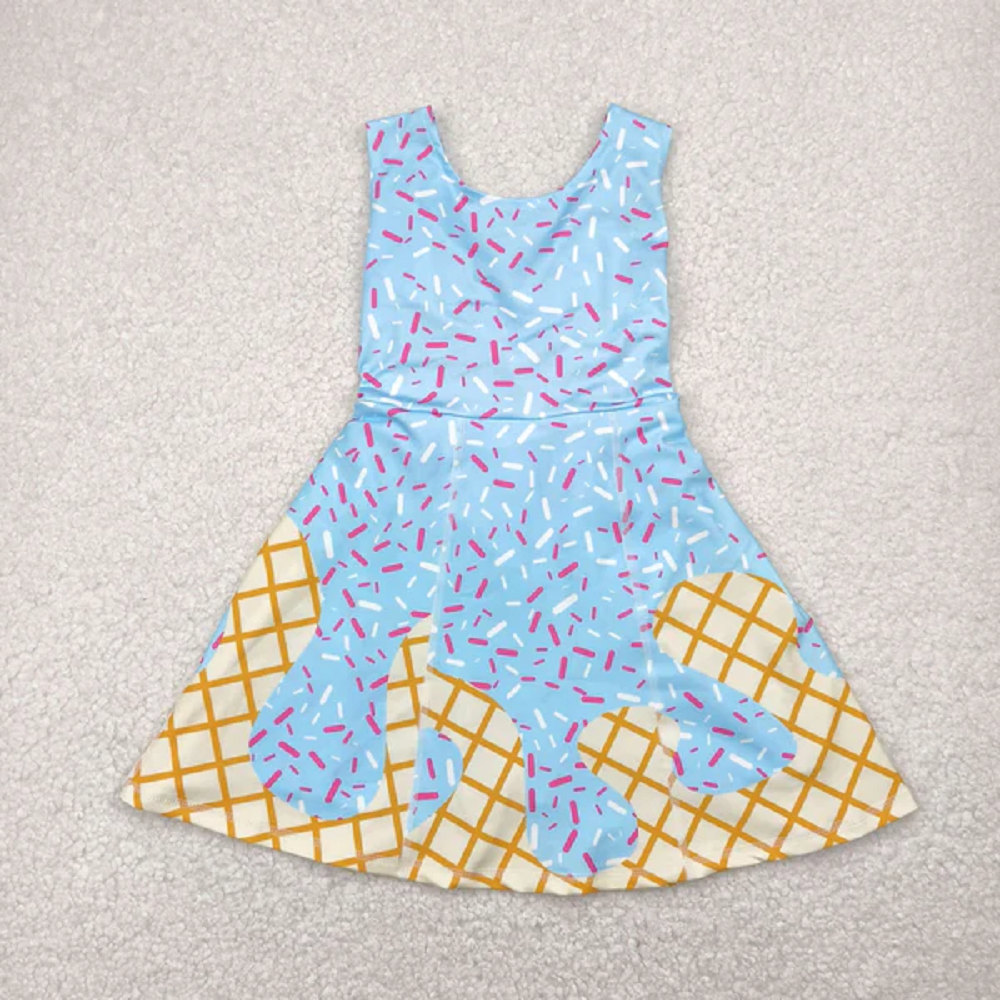 Sibling Baby Girls Ice-cream Drip Yoga Skort Knee Length Dresses