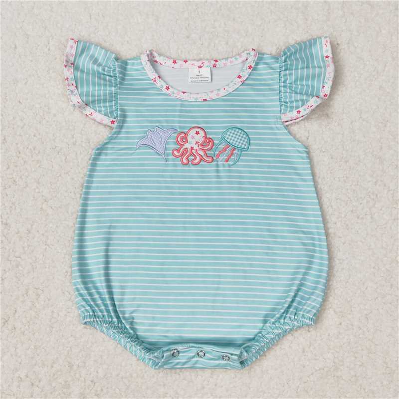 Match Baby Girls Blue Stripes Octopus Sibling Sister Clothes Sets